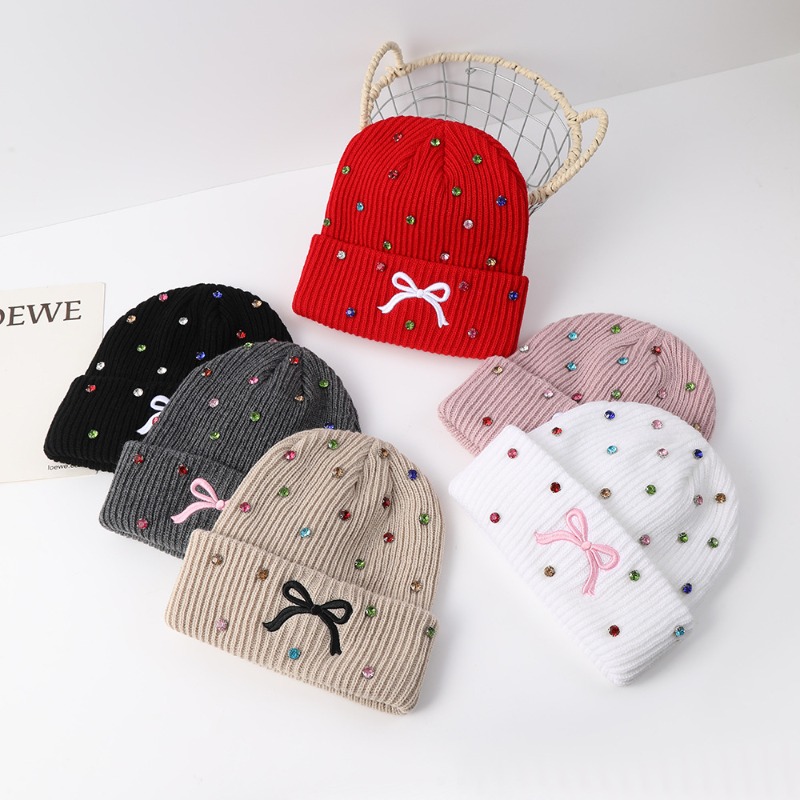 Beanie Cuffed Knit - Topi Beanie Rajut Wanita dengan Hiasan